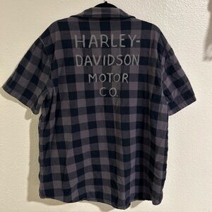 Harley-Davidson Men's 2XL Navy Gray Plaid Motor Co. S/S button down Woven Shirt